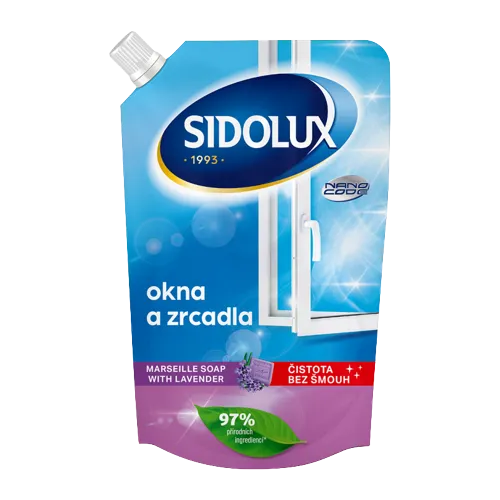 SIDOLUX NA OKNA A ZRCADLA NANO CODE MARSEILLSKÉ MÝDLO S LEVANDULÍ DOYPACK, 500 ml 
