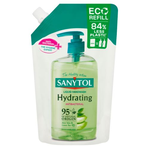 Sanytol antb. mýdlo 95% přír.složení hydratující náhradní náplň 500ml Aloe Vera&Zelený čaj