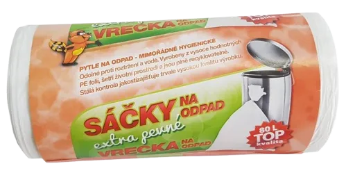 Sáčky na odpad 80l, 40ks, 10my, 63x85cm, bílé, pevné