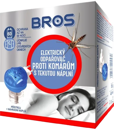 Bros elektrický odpařovač proti komárům 60 nocí, tekutý KOMPLET