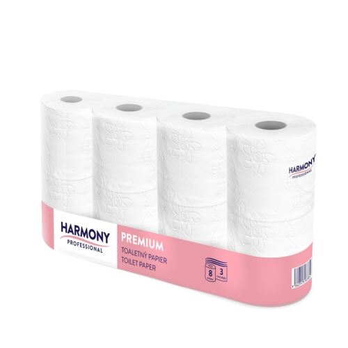 Toaletní papír Harmony Professional 3vr, 250 útr., 100% celulóza, délka 29,5m (8ks)
