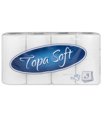 Toaletní papír GASTRO 3vr, 150 útr., celulóza, délka 16,5m (8ks) Topa Soft
