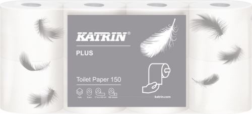 Toaletní papír Katrin Plus 3vr, 150 útr., 100% celulóza, délka 17m (8ks)