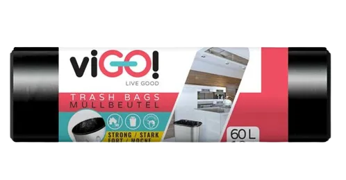 Pytle na odpad viGO! LDPE Q002, 60l, 10ks, 28my, 60x70cm, černé