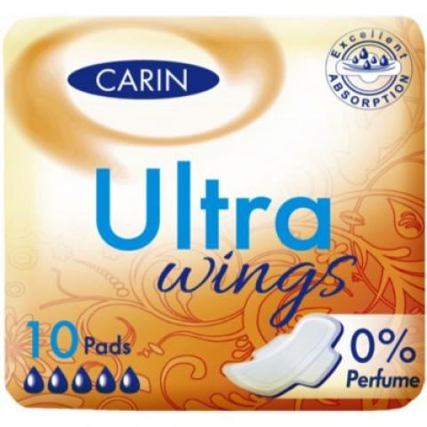 Hygienické vložky Carin ultra wings 10ks single s křidélky