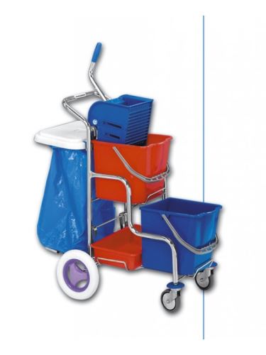 Úklidový vozík Kamzík 1x70l+držák magnet.fixový 40cm+mop fix.univerzal 40cm+tyč elox 140c