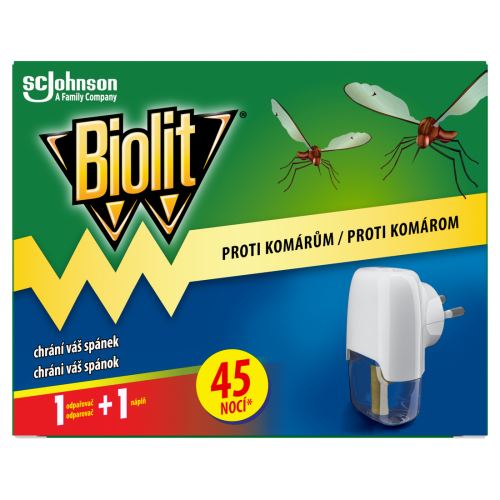 Biolit elektrický odpařovač proti komárům s tekutou náplní 45 nocí KOMPLET