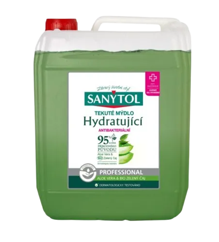 SANYTOL antb. mýdlo 95% přír.složení hydratující Professional Aloe Vera&Zelený čaj 5l 