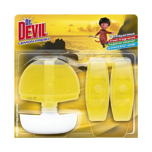 Dr. Devil tekutý WC blok 3v1 3x55ml Lemon fresh