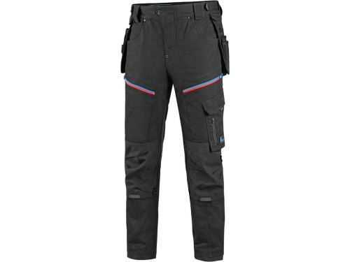Kalhoty CXS LEONIS, pánské, černé s modro/červenými doplňky, vel. 52
