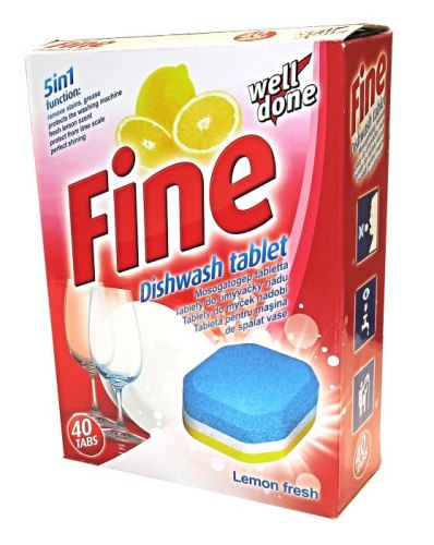 Welldone Fine 5v1 na nádobí 40ks, tablety do myčky Lemon fresh