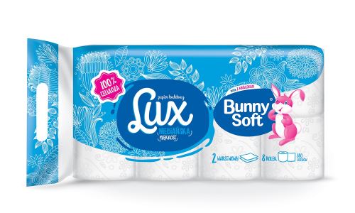 Toaletní papír Bunny Soft Lux 2vr, 180útr., 100% celulóza (8ks) 