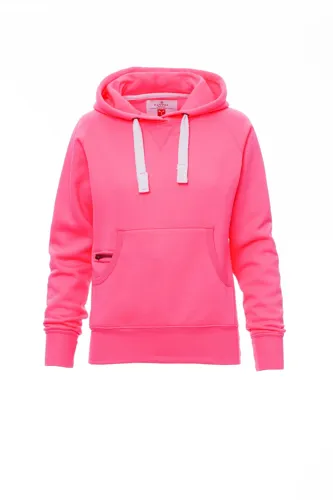 Dámská mikina ATLANTA s kapucí, klokaní kapsa, barva FLUO, růžová, vel. S